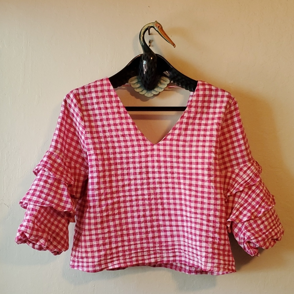 Zara Pink Gingham Blouse